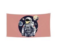 Bannière imprimée « Astronaute On The Moon » - Cadeau de vacances - Décoration à suspendre pour fête de Noël et Halloween