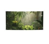 Bannière imprimée avec scène de jungle tropicale pour Halloween, fête de Noël - 90 x 180 cm - Toile de fond pour photographie, tapisserie murale pour toile de fond d'anniversaire, décoration