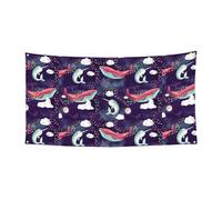 Bannière imprimée baleine sur une face pour anniversaire, mariage, décorations de vacances