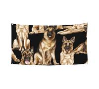 Bannière imprimée berger allemand sur une face pour anniversaire, anniversaire de mariage, décorations de vacances