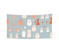 Bannière imprimée chats de toutes sortes - 177,8 x 88,9 cm - Bannière de fête de vacances de Noël - 180 x 90 cm