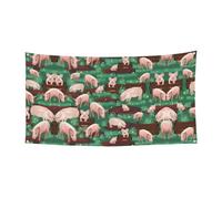 Bannière imprimée cochons dans la ferme sur une face pour anniversaire, mariage, décorations de vacances