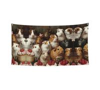 Bannière imprimée cochons d'Inde et cupcakes sur une face pour anniversaire, mariage, vacances