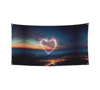Bannière imprimée cœur étoile filante sur une face pour décorations festives d'anniversaire, de mariage, de vacances