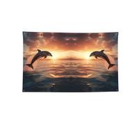 Bannière imprimée dauphi crépuscule pour décoration d'intérieur, fête d'anniversaire, cour, décoration extérieure drapeau multi-tailles