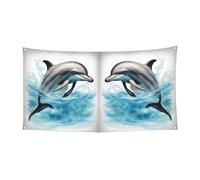 Bannière imprimée dauphin de l'océan qui vous regarde, décoration à suspendre pour fête de Noël, Halloween, panneau de cour