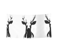 Bannière imprimée de cerf de l'espace négatif à suspendre - 177,8 x 88,9 cm - Bannière de fête de vacances de Noël - 180 x 90 cm