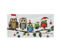 Bannière imprimée de chouettes de Noël mignonnes sur une branche pour Halloween, fête de Noël - 60 x 120 cm - Toile de fond pour photographie, tapisserie murale pour toile de fond d'anniversaire