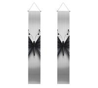 Bannière imprimée de fleurs et de papillons gris sarcelle pour toutes les occasions Intérieur extérieur Porte d'entrée Porche Plus