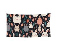 Bannière imprimée de fond de lapin de dessin animé - 177,8 x 88,9 cm - Bannière de fête de vacances de Noël - 180 x 90 cm