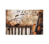 Bannière imprimée de notes de musique de piano et violon pour Halloween, fête de Noël - 120 x 180 cm - Toile de fond pour photographie, tapisserie murale pour toile de fond d'anniversaire, décoration