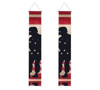 Bannière imprimée de soldats militaires américains pour le jour commémoratif patriotique - Ambiance festive - Pour toutes les occasions - Intérieur et extérieur - Porte d'entrée - Porche d'entrée