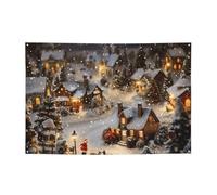 Bannière imprimée de village de Noël pour fête d'Halloween et de Noël - 120 x 180 cm - Guirlande de fond pour photographie - Tapisserie murale pour toile de fond d'anniversaire, décoration d'événement