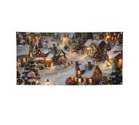 Bannière imprimée de village de Noël pour fête d'Halloween et de Noël - 60 x 120 cm - Guirlande de fond pour photographie, tapisserie murale pour toile de fond d'anniversaire, décoration d'événement