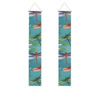 Bannière imprimée libellule bleue - Ambiance festive - Pour toutes les occasions - Intérieur et extérieur - Porte d'entrée - Porche Plus
