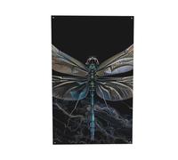 Bannière imprimée libellule noire décorative, drapeau à suspendre pour intérieur ou extérieur pour dortoir, fête, jardin, toile de fond festive, 0,6 x 0,9 m