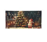 Bannière imprimée Merry Christmas Art pour fête d'Halloween et de Noël - 90 x 180 cm - Toile de fond pour photographie - Tapisserie murale pour toile de fond d'anniversaire, décoration d'événement en