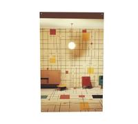 Bannière imprimée moderne du milieu du siècle, drapeau à suspendre pour intérieur et extérieur, dortoir, fête, jardin, toile de fond festive, 61 x 90 cm