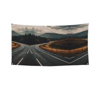 Bannière imprimée « On the road » à suspendre - 177,8 x 88,9 cm - Bannière de fête de Noël - 180 x 90 cm