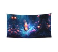 Bannière imprimée papillon étrange - 177,8 x 88,9 cm - Bannière de fête de vacances de Noël - 180 x 90 cm