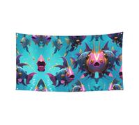 Bannière imprimée poisson cybernétique à suspendre - 177,8 x 88,9 cm - Bannière de fête de vacances de Noël - 180 x 90 cm