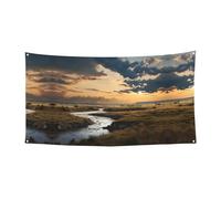 Bannière imprimée rivières et plaines à suspendre - 177,8 x 88,9 cm - Bannière de fête de vacances de Noël - 180 x 90 cm