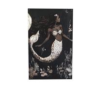 Bannière imprimée sirène noire décorative, drapeau à suspendre au mur pour dortoir, fête, jardin, toile de fond festive, 0,9 x 1,5 m