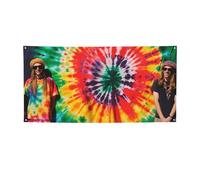 Bannière imprimée tie and dye hippie pour Halloween, fête de Noël, 60 x 120 cm, toile de fond pour photographie, tapisserie murale pour toile de fond d'anniversaire, décoration d'événement en plein