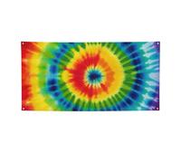Bannière imprimée tie dye arc-en-ciel pour fête d'Halloween et de Noël - 60 x 120 cm - Guirlande de fond pour photographie, tapisserie murale pour toile de fond d'anniversaire, décoration d'événement