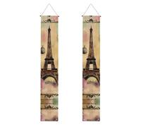 Bannière imprimée Tour Eiffel Paris Ambiance festive Pour toutes les occasions Intérieur Extérieur Porte d'entrée Porche Plus
