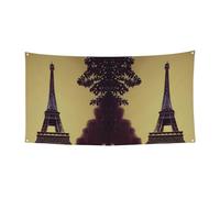 Bannière imprimée Tour Eiffel Paris Cadeaux de vacances, décoration à suspendre pour fête de Noël, Halloween, panneau de cour