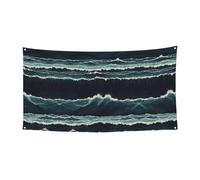 Bannière imprimée vague à suspendre - 177,8 x 88,9 cm - Bannière de fête de Noël - 180 x 90 cm