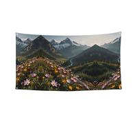 Bannière imprimée « Where the mountain flowers bloom » - 177,8 x 88,9 cm - Bannière de fête de Noël - 180 x 90 cm