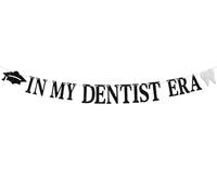 Bannière « In My Dentist Era », Holy Molar You Did It/Future Doctor, fournitures de décoration de fête de remise de diplôme universitaire médical, fournitures de décoration de fête, noir pailleté