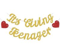 Bannière « It's Giving Teenager », bannière « Happy 13th Birthday », décorations d'anniversaire pour adolescents, décorations de fête d'anniversaire OMG Ur a Teen-ager pour 13e anniversaire Doré et