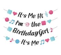 Bannière It's Me Hi I'm The Birthday Girl It's Me, Banderole Joyeux Anniversaire Bannière de Fille Décoration de Fête d'Anniversaire de Filles pour Mur Bureau à Domicile