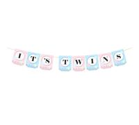 Bannière « It's Twins » pour fête prénatale « Oh Babies » - Fournitures de décoration de fête d'anniversaire - Double the Love - Bannière imprimée