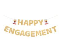 Bannière Joyeuses Fiançailles Pré-Assemblée, Décorations Pailletées Joyeuses Fiançailles Décoration pour Enterrement de Vie de Jeune Fille Mariage Accessoires Photo (Or Champagne)