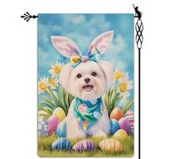 Bannière Joyeuses Pâques Adorable chiot avec des Drapeau Patio 30x45cm | pelouse drapeaux personnalisés Drapeau De Jardin pour Toutes les saisons fête Porche