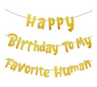 Bannière Joyeux Anniversaire à Mon Humain Préféré, Signe Doré Joyeux Anniversaire Décorations d'Anniversaire Amusantes Bannière Joyeux Anniversaire pour Hommes Cadeaux Adultes Décorations