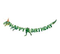 Bannière Joyeux Anniversaire Dinosaure, Pas Habillé Bannière Dinosaure Trex Aquarelle Fournitures Fête Anniversaire pour Enfants Garçons Filles Décorations Thème des Animaux (Vert)