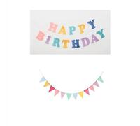 Bannière Joyeux Anniversaire multicolore 1 set avec guirlande lettres 4M et fanions triangulaires décor fête enfant adulte réutilisable intérieur extérieur