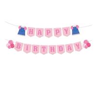 Bannière Joyeux Anniversaire Rose, Pré-Enfilée Mignonne Bannière de Fête Filles Toile Fond Amusantes Décoration Fournitures Idéale pour Fêtes Enfants Filles Baby Shower