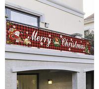 Bannière Joyeux Noël Bannière de Noël Extérieur Intérieur Bannière de Noël Longue Banderole Décoration Noël Bannière Suspendre Lavable Tissu pour Mur Porte Balcon