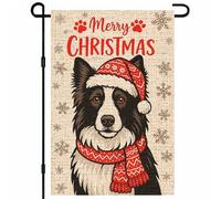 Bannière Joyeux Noël Border Collie Petit Beige de Fête Pelouse 30x45