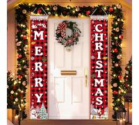 Bannière Joyeux Noël, Décor Rouge, Plaid Merry Christmas, Signe de Porche pour Maison Intérieur et Extérieur