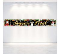 Bannière Joyeux Noël Français Decoration Noël Exterieur Banderole avec Motif Ange Décoration Intérieure et Extérieure Jardin Table Mur-270 * 35cm