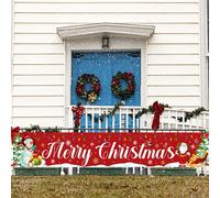 Bannière Joyeux Noël Grande avec Bonhomme de Neige et Arbre - Décoration pour Cour, Jardin, Porche et Pelouse