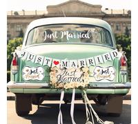 Bannière "Just Married" - Panneau de mariage Prop de réception Photos/Décorations de voiture "Just Married"/Décoration de Bridal Shower Party/Décorations de voiture, blanc Taille Unique,or,épouse-moiP