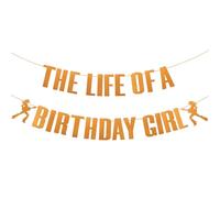 Bannière « La Vie d'Une Fille Qui Fête Son Anniversaire », Bannière Pailletée Pré-Assemblée à Suspendre Décorations pour Une Fête Sur le Thème des Danseuses pour Décorer un Mur d'Anniversaire